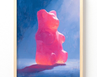Pink Gummy Bear Painting Poster, Pop Art | Matte Vertical Poster, unframed 691