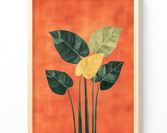 Philodendron Heartleaf Tangerine Dreams Poster Wall Art Floral 269, Unframed