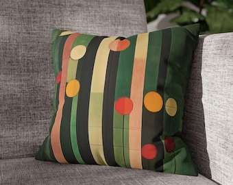 Retro Geometric Stripes with Circles Pillowcase | Spun Polyester Square 352