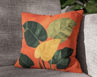 Monstera Leaves Pillowcase | Tropical Leaf Square Pillow 269