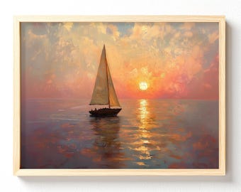 Sailboat Sunset Matte Poster | Nautical Seascape Wall Art, unframed 627