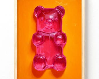 Pink Gummy Bear Poster | Matte Vertical Poster, Pop Art Candy Wall Decor, unframed, 658
