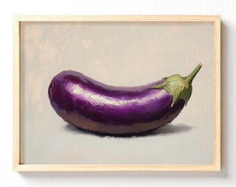 Eggplant Painting Poster | Matte Horizontal Poster, Kitchen Wall Art, unframed 632