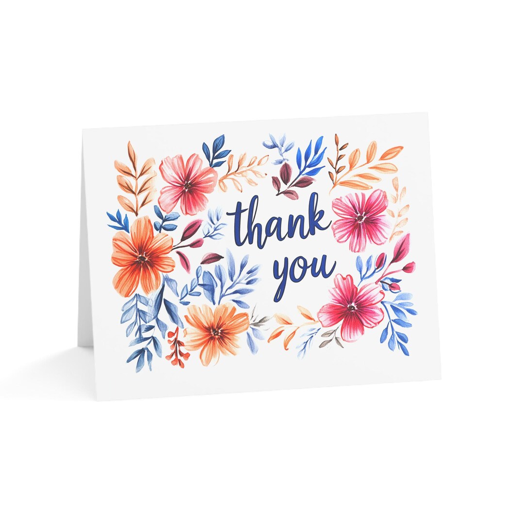 Colorful Floral Thank You Greeting Card 167 - Etsy