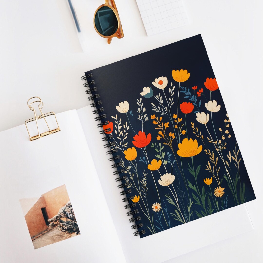 Wildflower Field Spiral Notebook | Ruled Lined Journal - Etsy