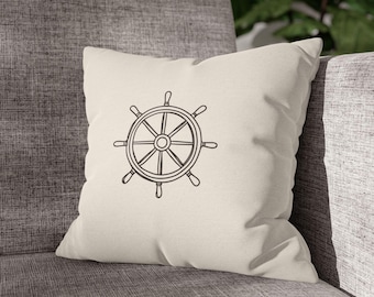 Nautical Ship Wheel Pillowcase | Boat Steering Wheel Throw Pillow