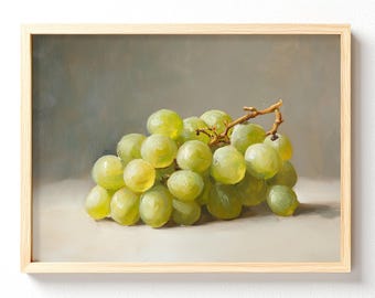 Green Grape Still Life Poster | Matte Horizontal Art Print, unframed 623