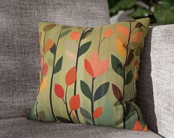 Midcentury Floral Pattern Pillowcase | Square Pillowcase 351