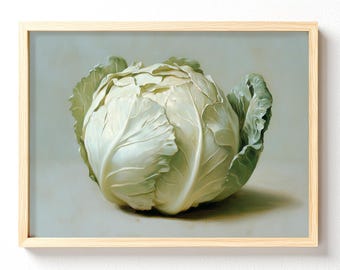 Cabbage Still Life Matte Horizontal Poster | Botanical Kitchen Wall Art, unframed 631