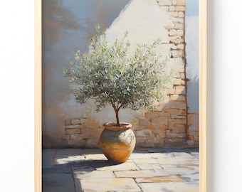 Olive Tree in Terracotta Pot Matte Vertical Poster | Mediterranean Wall Art 708 unframed