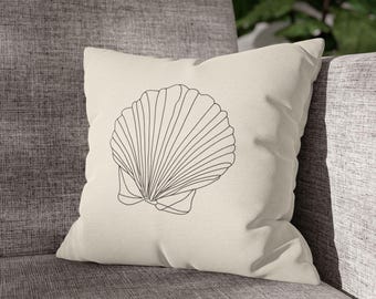 Seashell Line Art Pillowcase | Square Decorative Pillowcase
