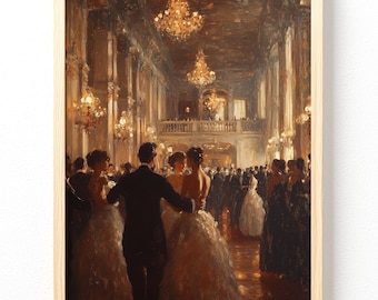 Victorian Ballroom Dance Matte Vertical Poster | Vintage Ballroom Scene 704 unframed