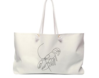 Minimal Line Lobster Weekender Bag | Coastal Beach Tote