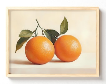 Two Oranges Still Life Poster | Matte Horizontal Poster, unframed 628
