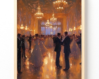 Ballroom Dance Scene Matte Poster | Vintage Elegant Ballroom Painting 705 unframed