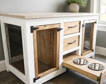DIY Dog Crate Console Table Plans | Wooden Pet Kennel Cabinet (PDF Download)