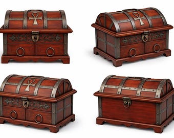 Antique Style Wooden Jewelry Box Plan | DIY Treasure Chest Design | Vintage Storage Box Blueprint | Handmade Wood Craft Plan