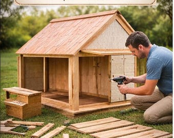 DIY Dog House with Porch Plans  Wooden Dog Kennel Build Guide  Easy Outdoor Pet House Project
