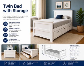 Twin Storage Bed Plans | DIY Woodworking PDF (Instant Download)