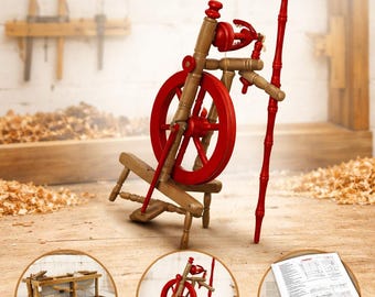 Spinning Wheel Plan PDF | DIY Wooden Spinning Wheel | Traditional Yarn Spinner Blueprint | Vintage Woodworking Project | Fiber Craft Tool