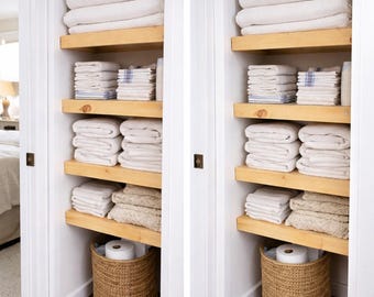 DIY Closet Shelves Plans – Plywood Linen Storage Shelving PDF – Built In Closet Organizer – Easy Woodworking Project