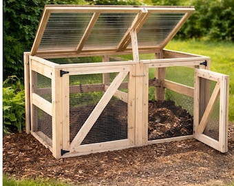 DIY Double Compost Bin Plans – Wooden Outdoor Composting System – Backyard Garden Compost Bin PDF – Easy Woodworking Project