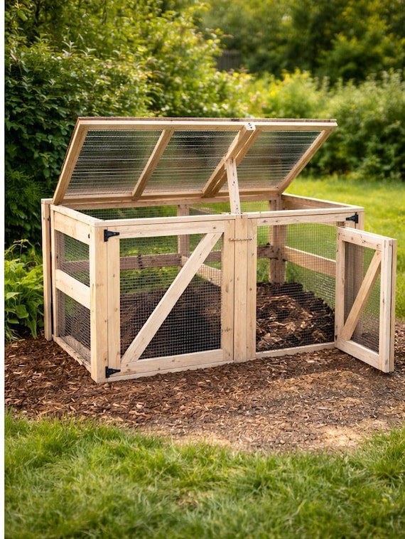 DIY Double Compost Bin Plans Wooden Outdoor Composting System Backyard Garden Compost Bin PDF Easy Woodworking Project