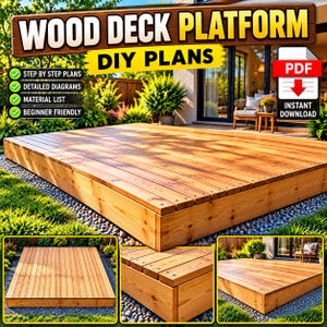 Plans de terrasse en bois (PDF) - Construction de terrasse à faire soi-même - Plan de terrasse de jardin - Plan de platelage en bois - Plan de terrasse imprimable - Téléchargement instantané