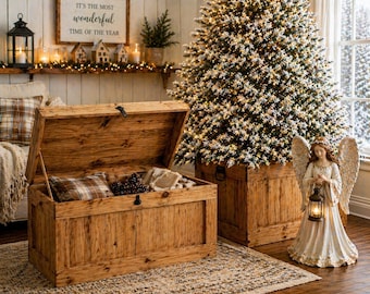 DIY Hope Chest Plans | Wooden Storage Box Plan | Christmas Tree Box Stand | Beginner Woodworking Project | Rustic Home Decor Idea