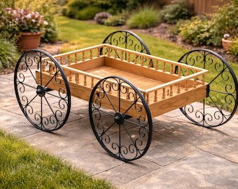 DIY Buckboard Cart Planter Plans | Wooden Garden Wagon Flower Pot Holder | Rustic Farmhouse Yard Decor | Outdoor Plant Stand PDF
