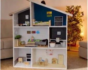 DIY Dollhouse Plans PDF | Modern Wooden Dollhouse Tutorial | Easy Kids Toy House Build | Printable Dollhouse Pattern | Handmade Gift Idea