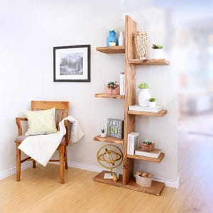 Modern Open Shelf Wood Stand DIY Wooden Display Shelf  Floor Standing Bookshelf Minimalist Home Decor Organizer Handmade Shelf Unit