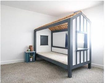 DIY Cabin Bed Plans | Twin Size Montessori House Bed Woodworking (PDF Download)