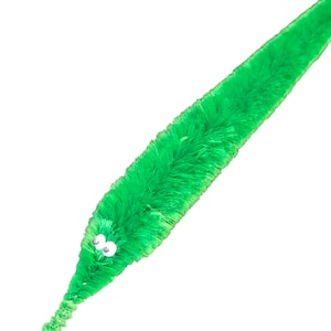 Fuzzy WORM on a STRING Clip Accessory for Hat, Clothing, Bag, or Hair - Vintage Toy Handmade Festival / Rave Sprout Clip, VTG Viral Gag Gift Green