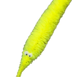 Fuzzy WORM on a STRING Clip Accessory for Hat, Clothing, Bag, or Hair - Vintage Toy Handmade Festival / Rave Sprout Clip, VTG Viral Gag Gift Neon Yellow