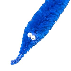Fuzzy WORM on a STRING Clip Accessory for Hat, Clothing, Bag, or Hair - Vintage Toy Handmade Festival / Rave Sprout Clip, VTG Viral Gag Gift Dark Blue