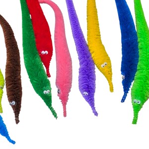 Fuzzy WORM on a STRING Clip Accessory for Hat, Clothing, Bag, or Hair - Vintage Toy Handmade Festival / Rave Sprout Clip, VTG Viral Gag Gift image 2