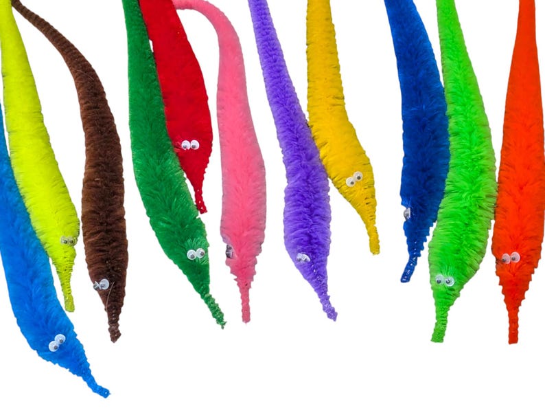Fuzzy WORM on a STRING Clip Accessory for Hat, Clothing, Bag, or Hair - Vintage Toy Handmade Festival / Rave Sprout Clip, VTG Viral Gag Gift image 2