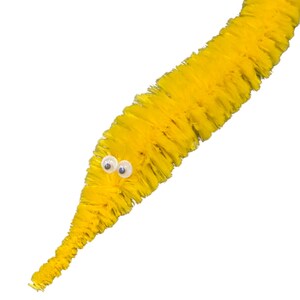 Fuzzy WORM on a STRING Clip Accessory for Hat, Clothing, Bag, or Hair - Vintage Toy Handmade Festival / Rave Sprout Clip, VTG Viral Gag Gift Yellow