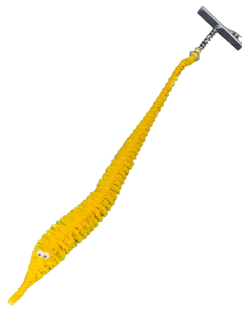 Fuzzy WORM on a STRING Clip Accessory for Hat, Clothing, Bag, or Hair - Vintage Toy Handmade Festival / Rave Sprout Clip, VTG Viral Gag Gift image 7