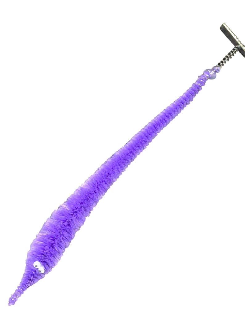 Fuzzy WORM on a STRING Clip Accessory for Hat, Clothing, Bag, or Hair - Vintage Toy Handmade Festival / Rave Sprout Clip, VTG Viral Gag Gift image 19