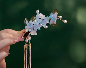 Blauwe vintage lelietje-van-dalen haarspeld | Handgemaakt afstudeercadeau, verjaardagscadeau voor haar