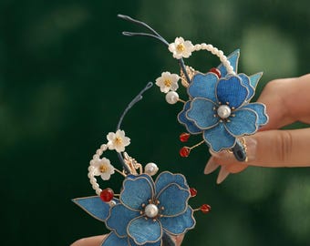 ブルーシルクフラワーサイドヘアクリップ – 卒業祝い、10代の女の子への誕生日プレゼント