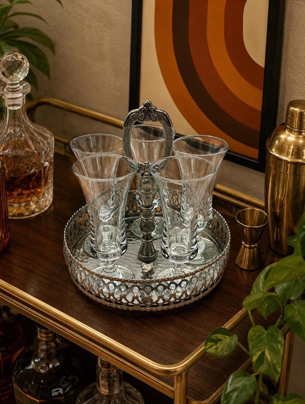 Vintage Barware Glasses With Caddy - Etsy