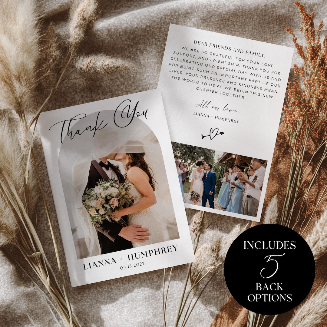 Wedding Thank You Card Template | 5x7in Canva Template | Photo Collage ...