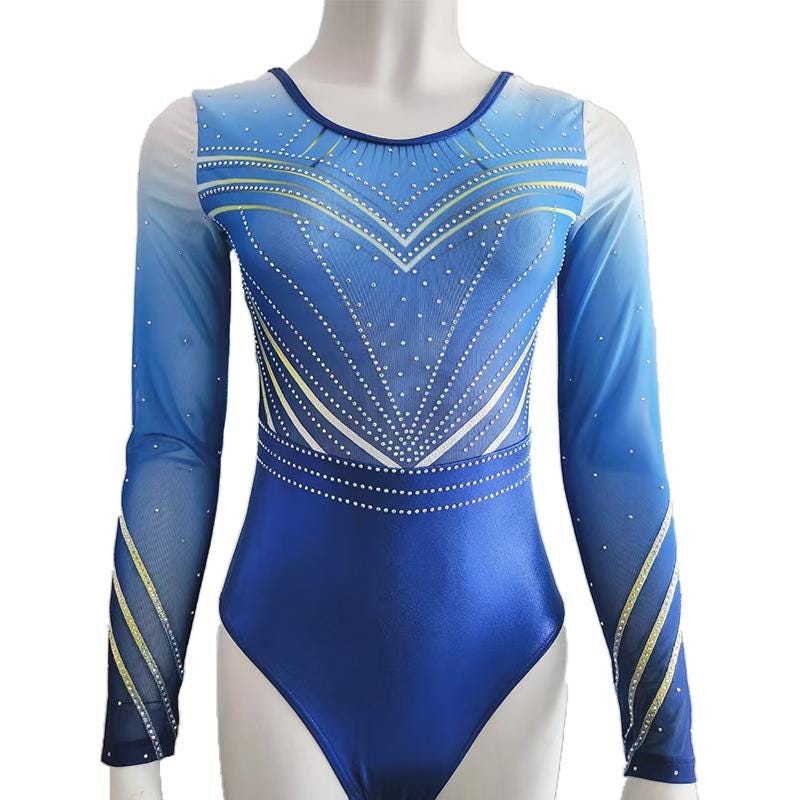 Body Ginnastica Manica Lunga Olympique, Argentato/nero Con Stella, Consegna Veloce UK