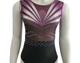 Mädchen Sparkle Turnanzug Glitzer Gymnastik Leotard mit Steinen Ärmellose  Turnanzüge 110 128 140 146 152 Trikot für Kinder Damen