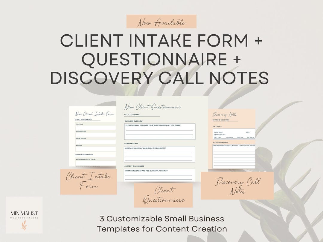 Client Intake Form Canva Template | Client Questionnaire & Discovery ...