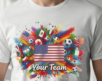 Camiseta personalizada con la bandera del país del Mundial 2026 / Nombre del equipo, Arte con banderas internacionales