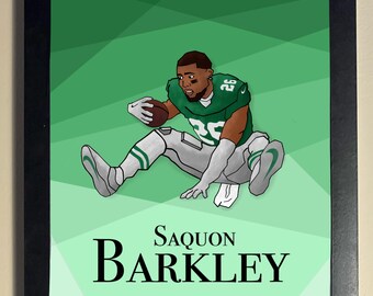 Ilustração de Saquon Barkley: Pôster de Arte Esportiva (20 x 25 cm) (moldura não inclusa)